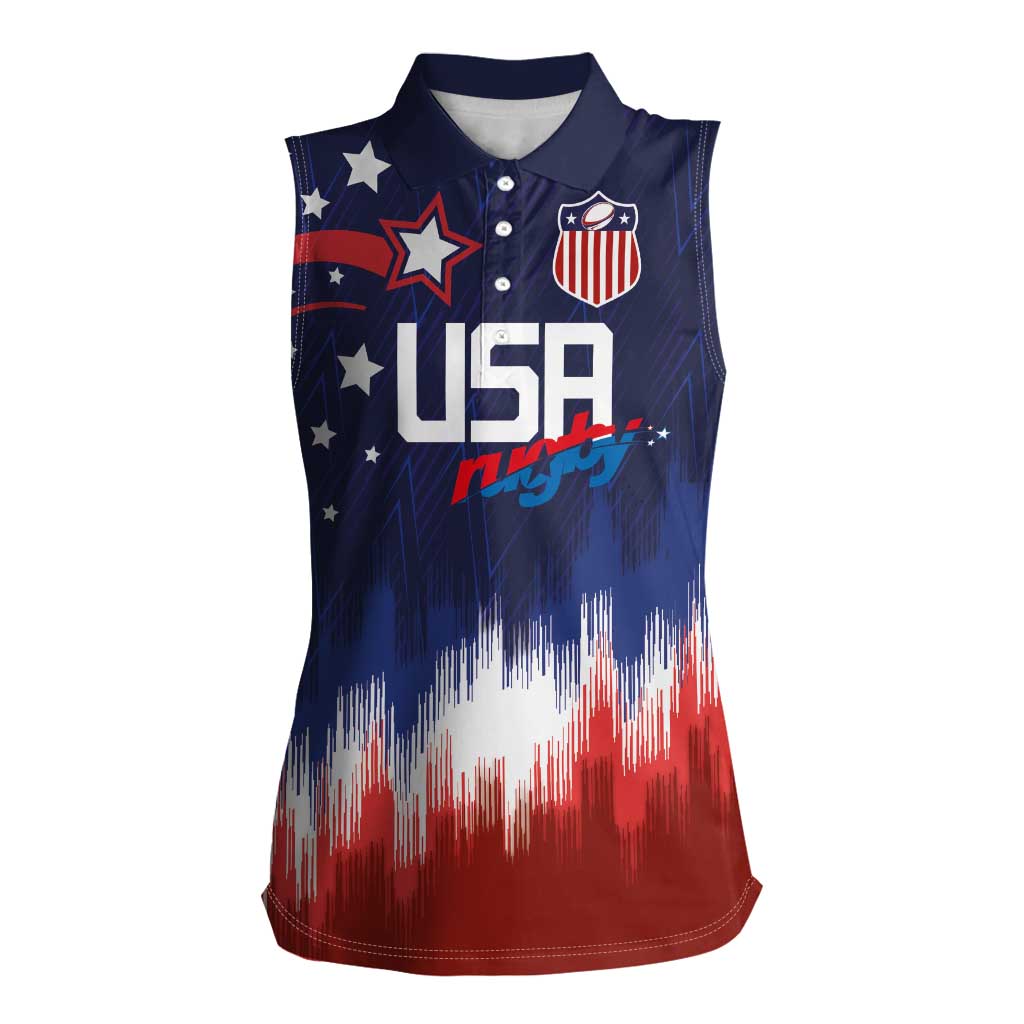 Custom Rugby USA Women Sleeveless Polo Shirt American Icon - Wonder Print Shop