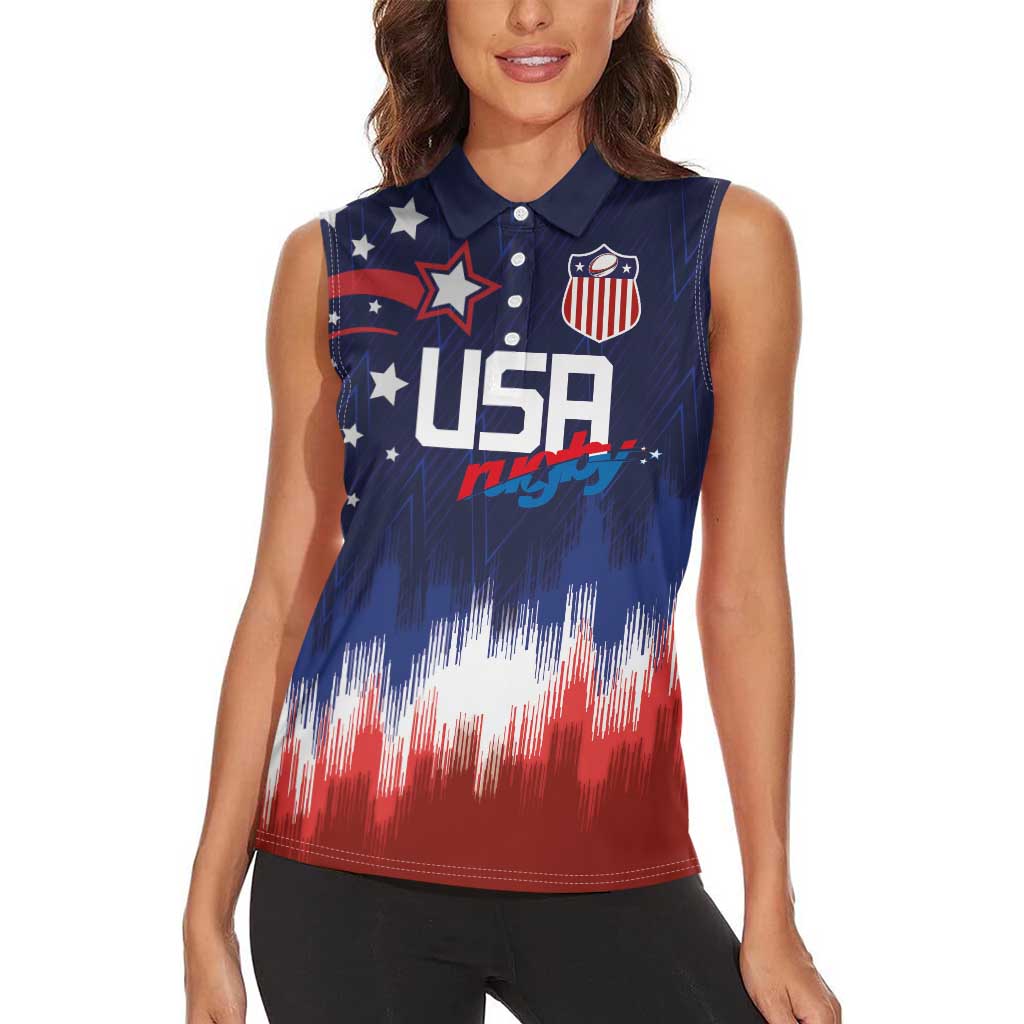 Custom Rugby USA Women Sleeveless Polo Shirt American Icon - Wonder Print Shop