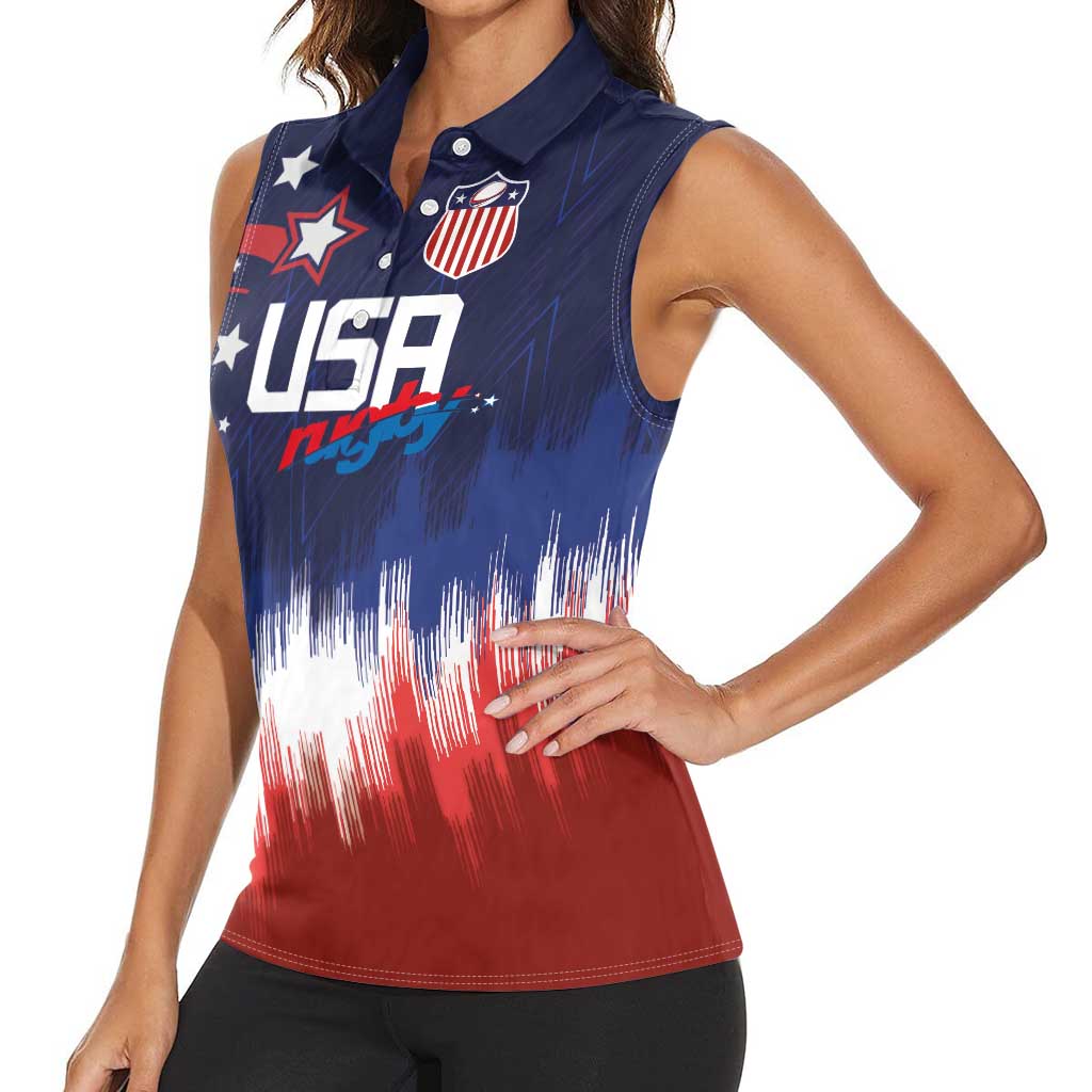 Custom Rugby USA Women Sleeveless Polo Shirt American Icon - Wonder Print Shop