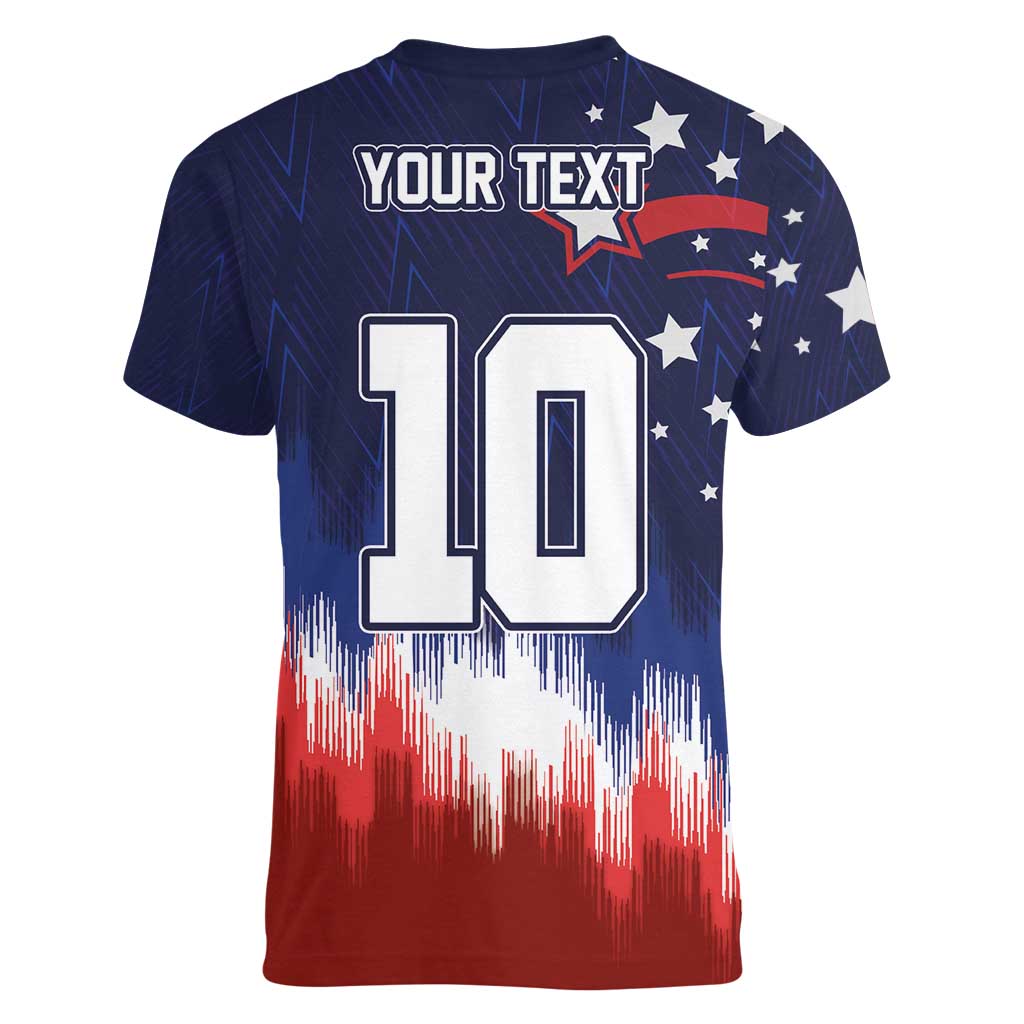 Custom Rugby USA Women V-Neck T-Shirt American Icon - Wonder Print Shop