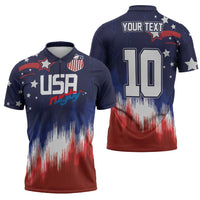 Custom Rugby USA Zipper Polo Shirt American Icon - Wonder Print Shop