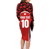 Custom Canada Pacific Rugby 2024 Family Matching Long Sleeve Bodycon Dress and Hawaiian Shirt Maple Pattern Jersey - Wonder Print Shop
