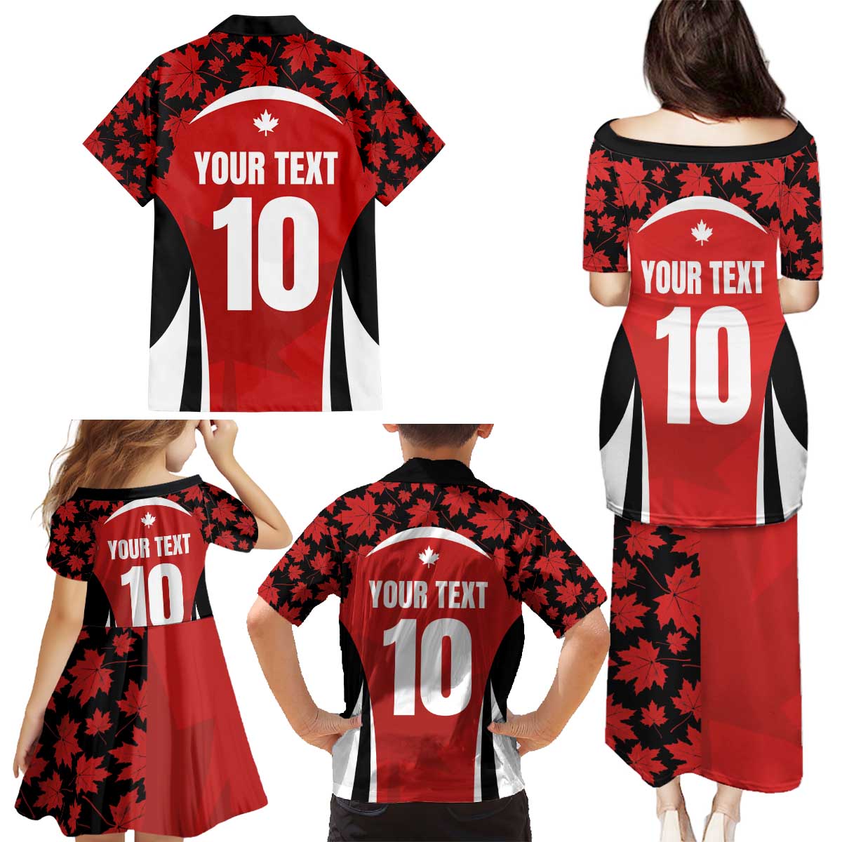 Custom Canada Pacific Rugby 2024 Family Matching Puletasi and Hawaiian Shirt Maple Pattern Jersey - Wonder Print Shop