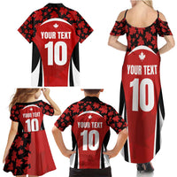 Custom Canada Pacific Rugby 2024 Family Matching Summer Maxi Dress and Hawaiian Shirt Maple Pattern Jersey - Wonder Print Shop