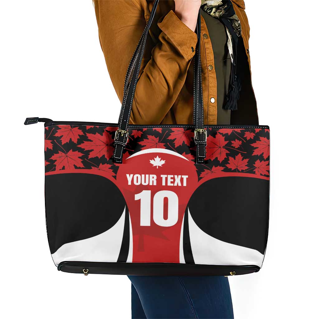 Custom Canada Pacific Rugby 2024 Leather Tote Bag Maple Pattern Jersey - Wonder Print Shop