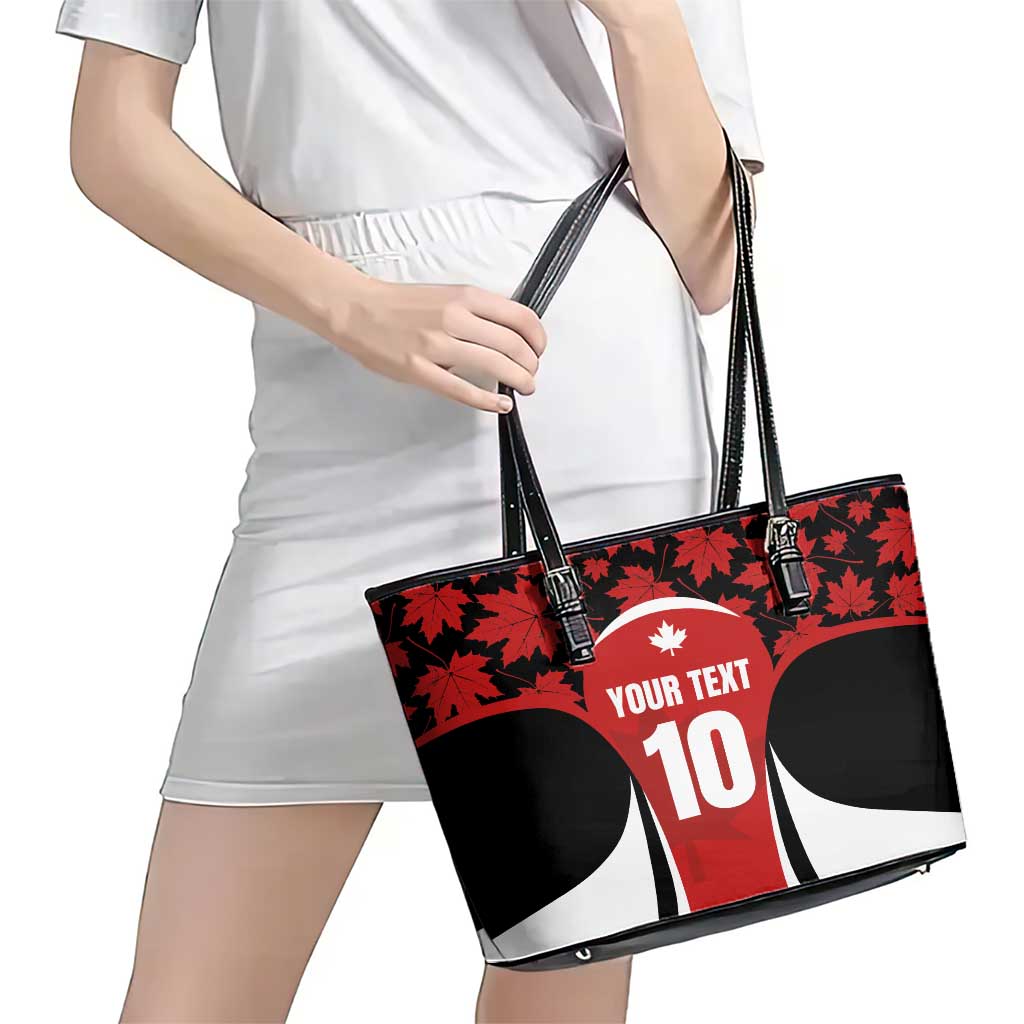 Custom Canada Pacific Rugby 2024 Leather Tote Bag Maple Pattern Jersey - Wonder Print Shop