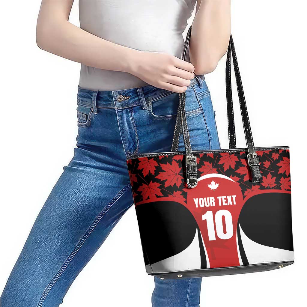 Custom Canada Pacific Rugby 2024 Leather Tote Bag Maple Pattern Jersey - Wonder Print Shop