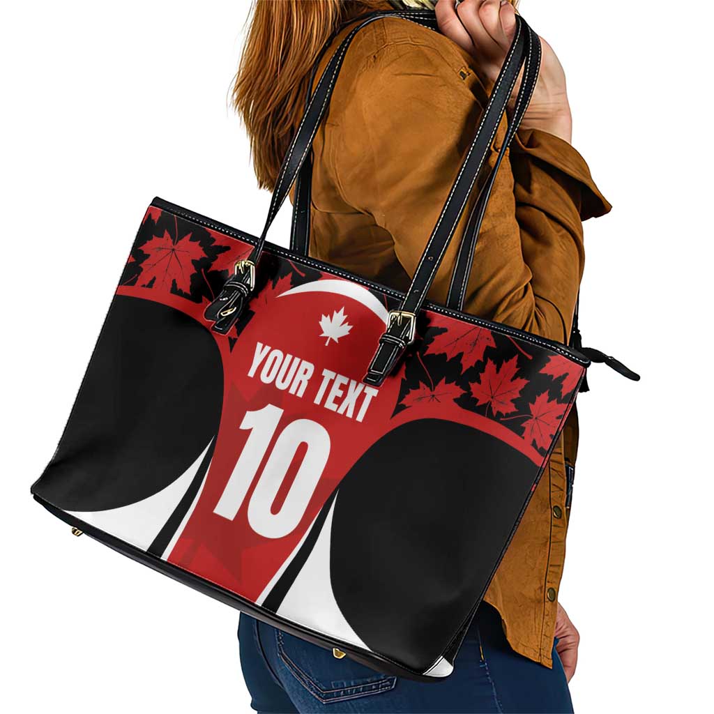 Custom Canada Pacific Rugby 2024 Leather Tote Bag Maple Pattern Jersey - Wonder Print Shop