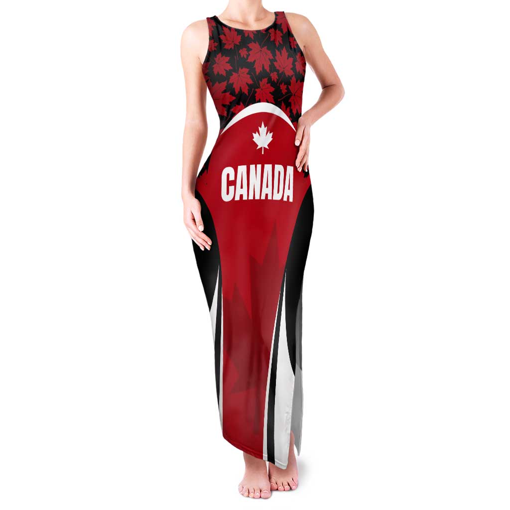 Custom Canada Pacific Rugby 2024 Tank Maxi Dress Maple Pattern Jersey - Wonder Print Shop