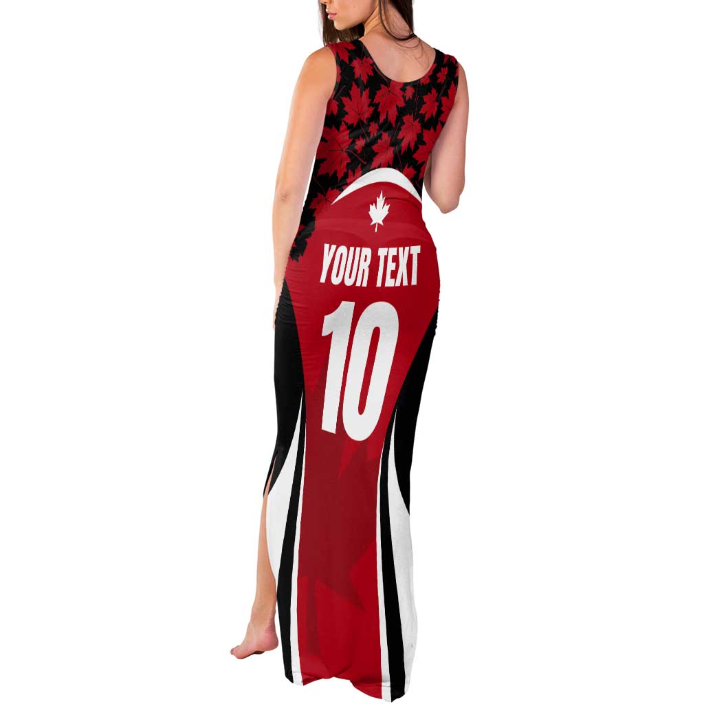 Custom Canada Pacific Rugby 2024 Tank Maxi Dress Maple Pattern Jersey - Wonder Print Shop