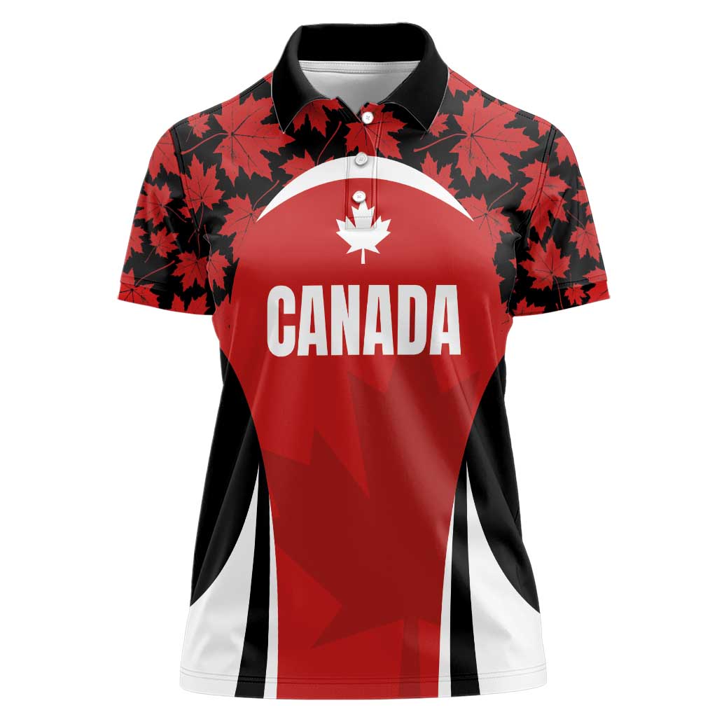 Custom Canada Pacific Rugby 2024 Women Polo Shirt Maple Pattern Jersey - Wonder Print Shop