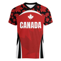 Custom Canada Pacific Rugby 2024 Women V-Neck T-Shirt Maple Pattern Jersey - Wonder Print Shop