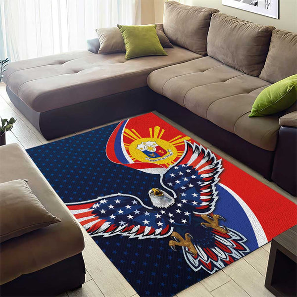 Filipino American History Month Area Rug USA Eagle and Philippines Sun ...
