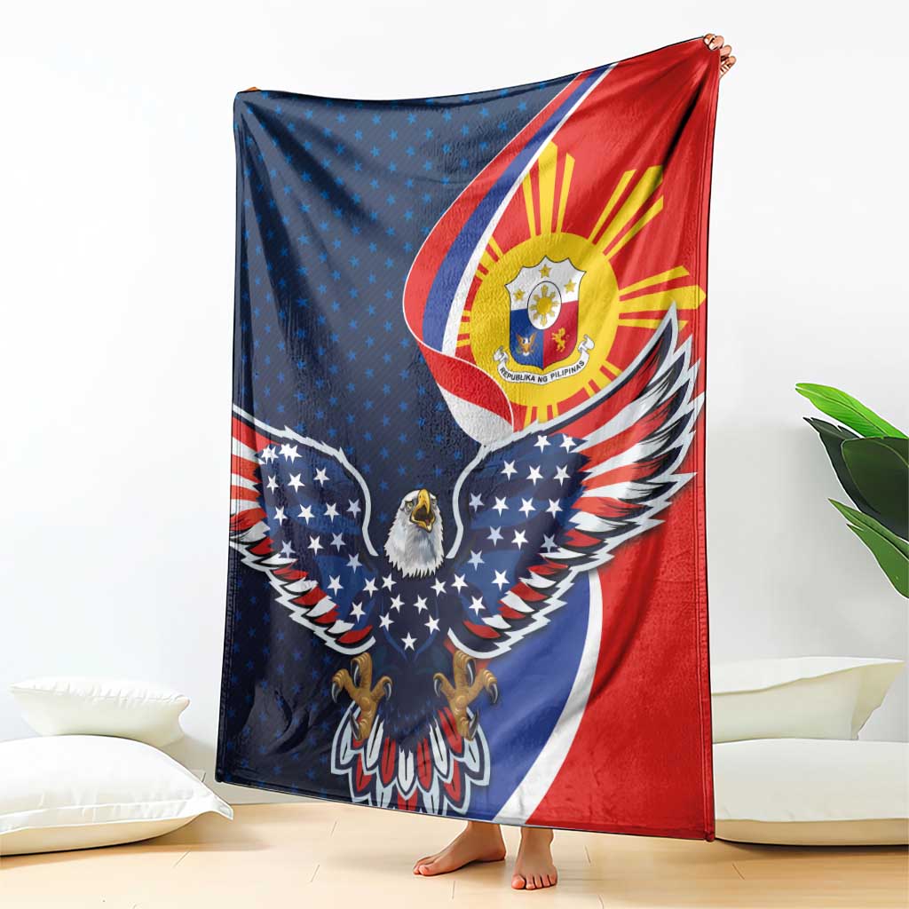Filipino American History Month Blanket USA Eagle and Philippines Sun Symbol with National Flag