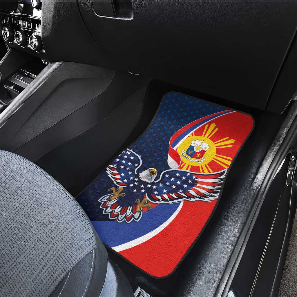 Filipino American History Month Car Mats USA Eagle and Philippines Sun Symbol with National Flag - Wonder Print Shop