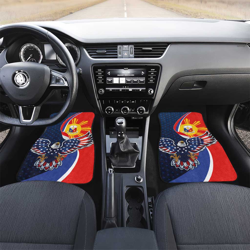 Filipino American History Month Car Mats USA Eagle and Philippines Sun Symbol with National Flag - Wonder Print Shop