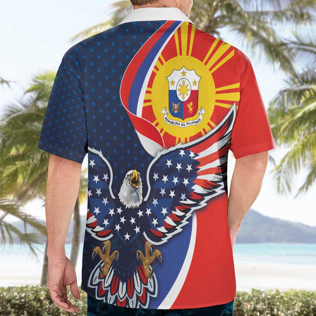 Filipino American History Month Hawaiian Shirt USA Eagle and Philippines Sun Symbol with National Flag - Wonder Print Shop