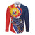 Filipino American History Month Long Sleeve Button Shirt USA Eagle and Philippines Sun Symbol with National Flag - Wonder Print Shop