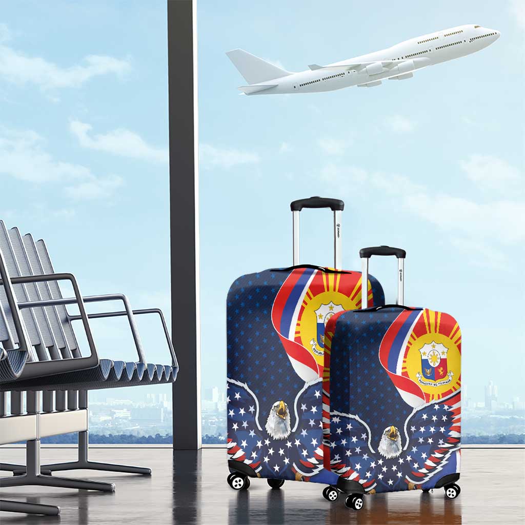 Filipino American History Month Luggage Cover USA Eagle and Philippines Sun Symbol with National Flag - Wonder Print Shop