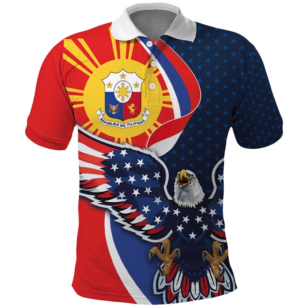 Filipino American History Month Polo Shirt USA Eagle and Philippines Sun Symbol with National Flag - Wonder Print Shop