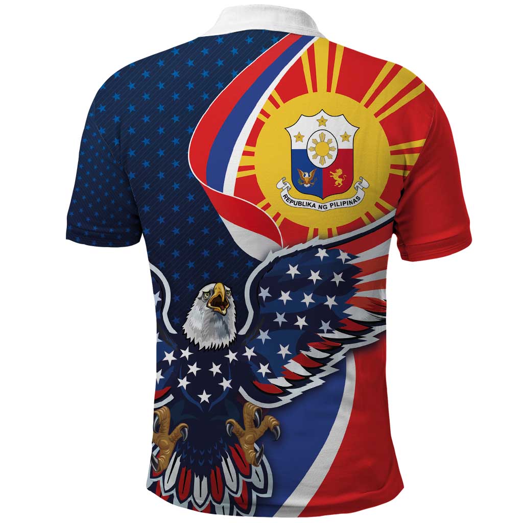 Filipino American History Month Polo Shirt USA Eagle and Philippines Sun Symbol with National Flag - Wonder Print Shop