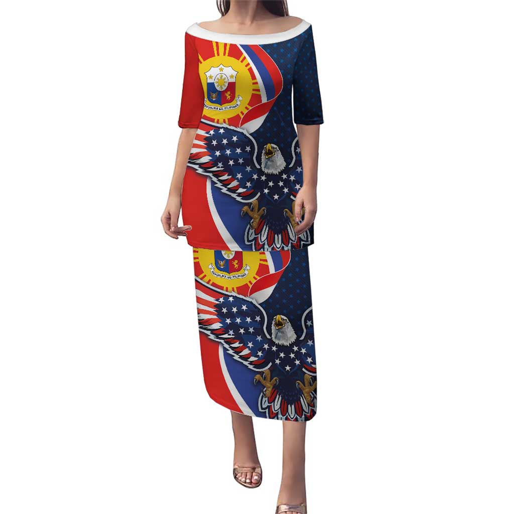 Filipino American History Month Puletasi USA Eagle and Philippines Sun Symbol with National Flag - Wonder Print Shop
