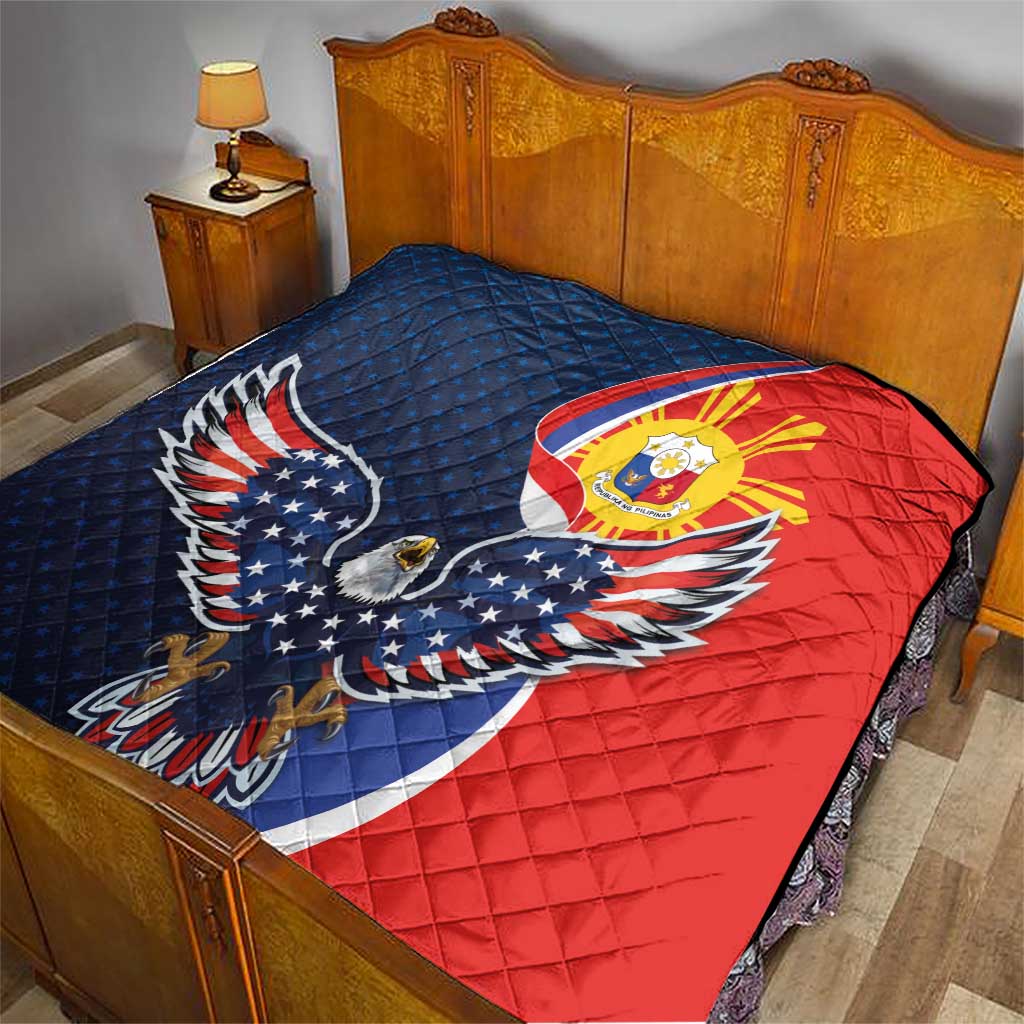 Filipino American History Month Quilt USA Eagle and Philippines Sun Symbol with National Flag - Wonder Print Shop