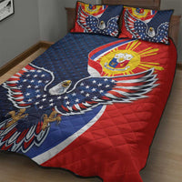 Filipino American History Month Quilt Bed Set USA Eagle and Philippines Sun Symbol with National Flag - Wonder Print Shop