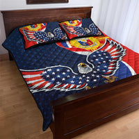 Filipino American History Month Quilt Bed Set USA Eagle and Philippines Sun Symbol with National Flag - Wonder Print Shop