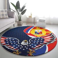 Filipino American History Month Round Carpet USA Eagle and Philippines Sun Symbol with National Flag