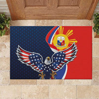 Filipino American History Month Rubber Doormat USA Eagle and Philippines Sun Symbol with National Flag - Wonder Print Shop