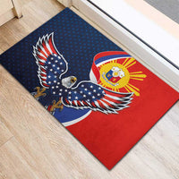 Filipino American History Month Rubber Doormat USA Eagle and Philippines Sun Symbol with National Flag - Wonder Print Shop