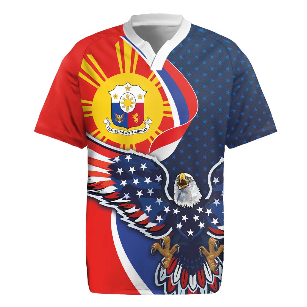 Filipino American History Month Rugby Jersey USA Eagle and Philippines Sun Symbol with National Flag - Wonder Print Shop