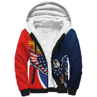 Filipino American History Month Sherpa Hoodie USA Eagle and Philippines Sun Symbol with National Flag - Wonder Print Shop