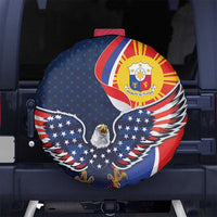 Filipino American History Month Spare Tire Cover USA Eagle and Philippines Sun Symbol with National Flag - Wonder Print Shop