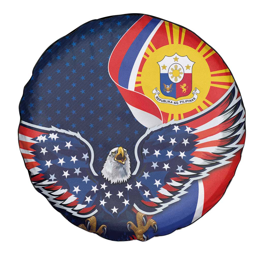 Filipino American History Month Spare Tire Cover USA Eagle and Philippines Sun Symbol with National Flag - Wonder Print Shop