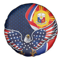 Filipino American History Month Spare Tire Cover USA Eagle and Philippines Sun Symbol with National Flag - Wonder Print Shop