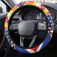 Filipino American History Month Steering Wheel Cover USA Eagle and Philippines Sun Symbol with National Flag - Wonder Print Shop
