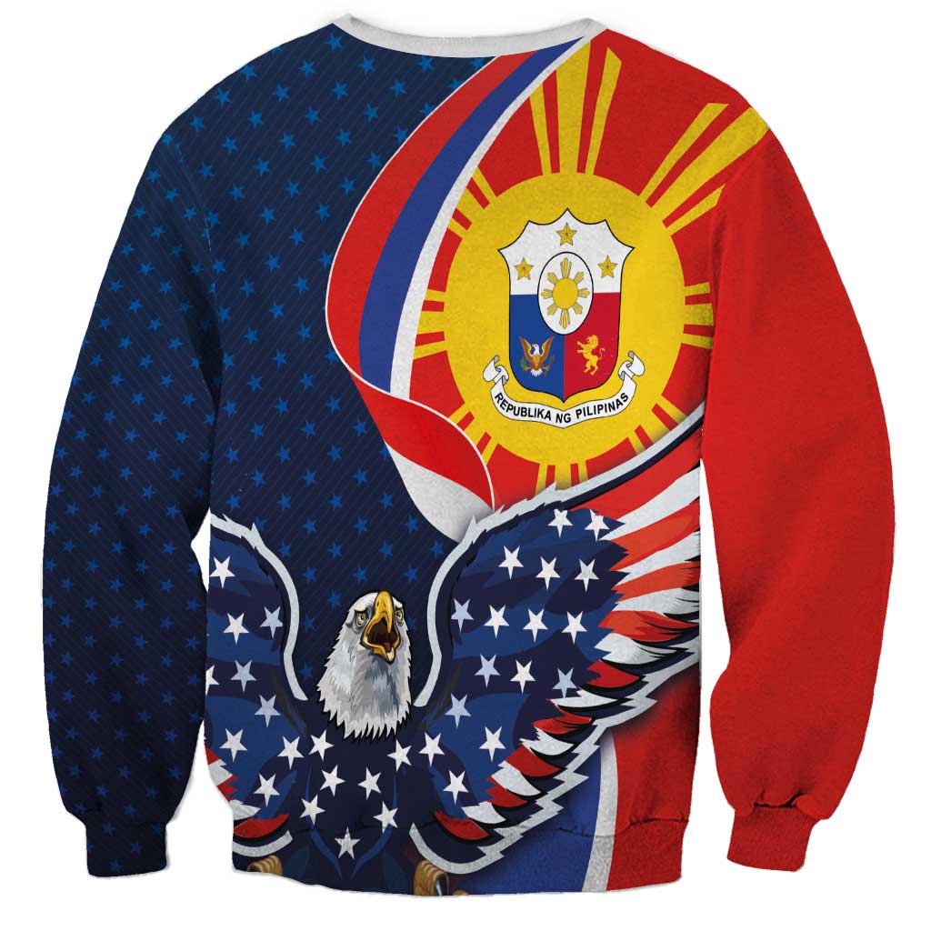 Filipino American History Month Sweatshirt USA Eagle and Philippines Sun Symbol with National Flag - Wonder Print Shop
