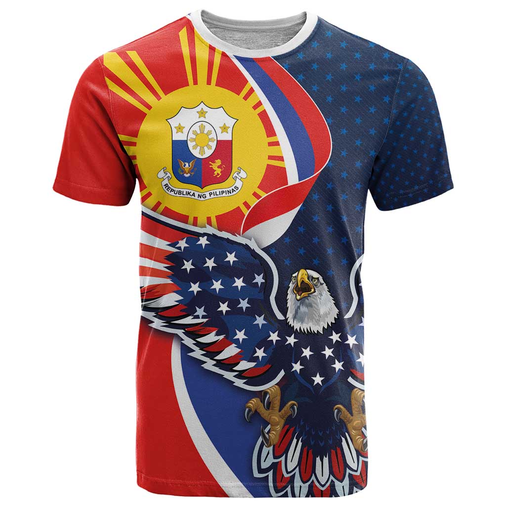 Filipino American History Month T Shirt USA Eagle and Philippines Sun Symbol with National Flag - Wonder Print Shop