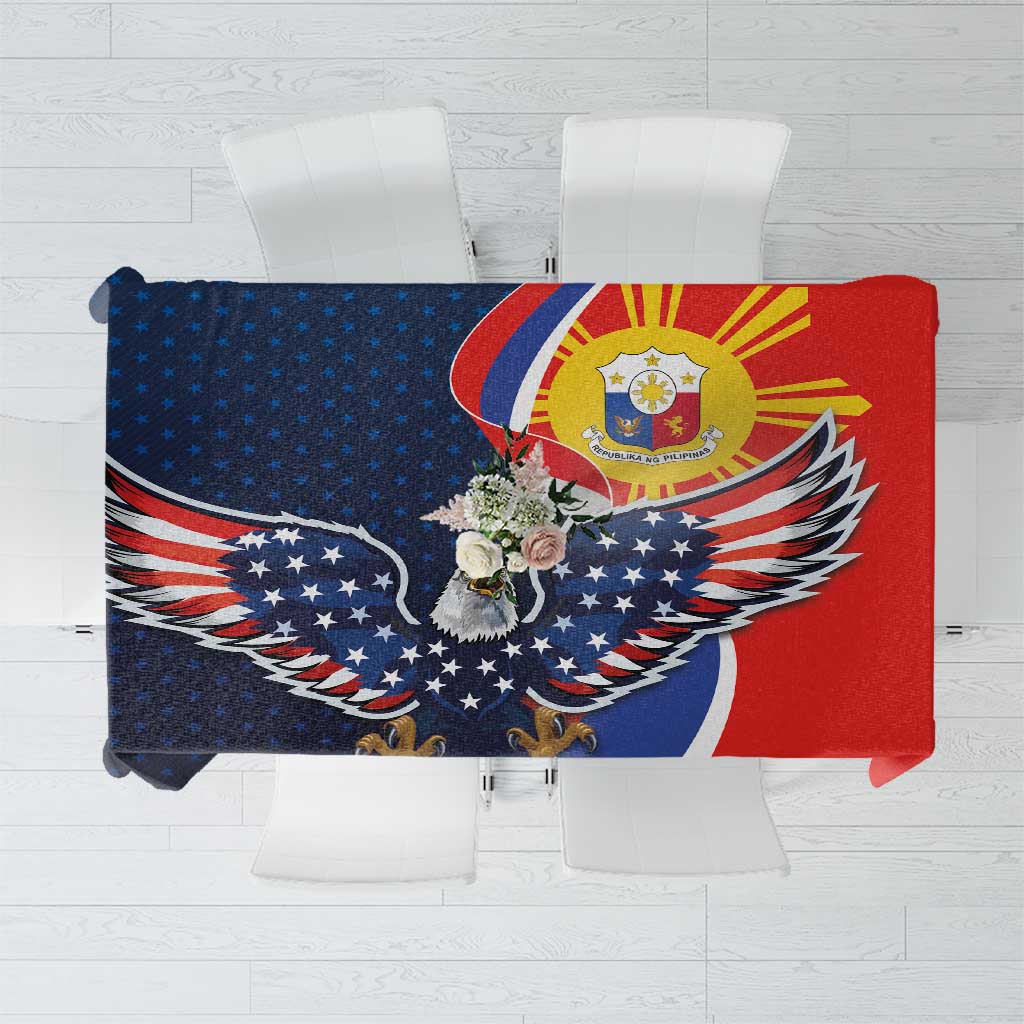 Filipino American History Month Tablecloth USA Eagle and Philippines Sun Symbol with National Flag - Wonder Print Shop