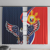Filipino American History Month Window Curtain USA Eagle and Philippines Sun Symbol with National Flag - Wonder Print Shop