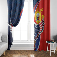 Filipino American History Month Window Curtain USA Eagle and Philippines Sun Symbol with National Flag - Wonder Print Shop