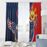 Filipino American History Month Window Curtain USA Eagle and Philippines Sun Symbol with National Flag - Wonder Print Shop