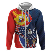 Filipino American History Month Zip Hoodie USA Eagle and Philippines Sun Symbol with National Flag - Wonder Print Shop