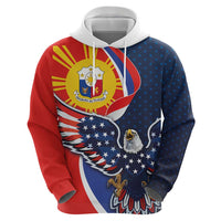 Filipino American History Month Zip Hoodie USA Eagle and Philippines Sun Symbol with National Flag - Wonder Print Shop