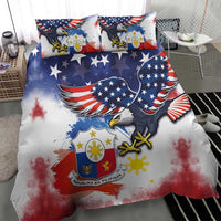 Filipino American History Month Bedding Set USA Eagle and Philippines Coat of Arms Symbol with National Flag - Wonder Print Shop