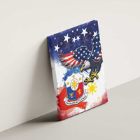 Filipino American History Month Canvas Wall Art USA Eagle and Philippines Coat of Arms Symbol with National Flag - Wonder Print Shop