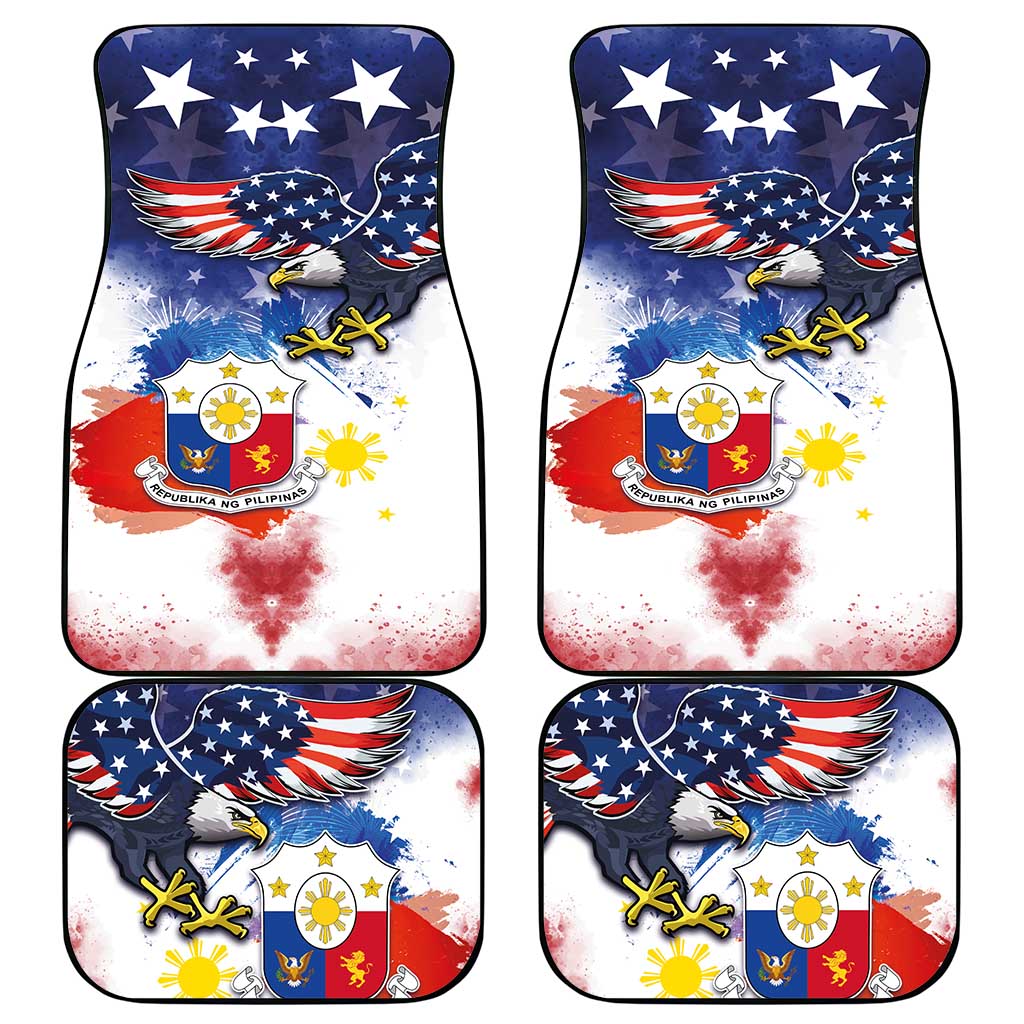 Filipino American History Month Car Mats USA Eagle and Philippines Coat of Arms Symbol with National Flag - Wonder Print Shop