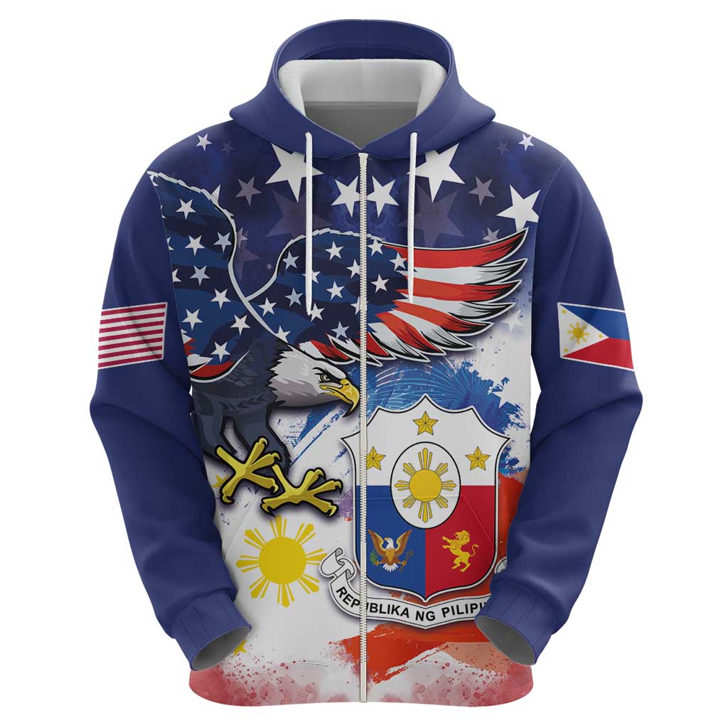 Filipino American History Month Hoodie USA Eagle and Philippines Coat of Arms Symbol with National Flag - Wonder Print Shop